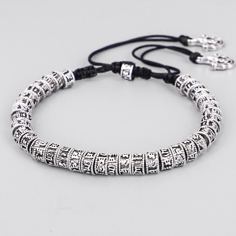 Bracelet Tibétain Style Bohème - Alliage Argent Et Bois Avec Pierre Turquoise - Neuf Sans Emballage