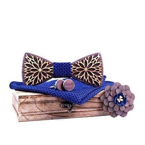 noeud papillon bois bleu mariage