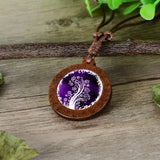 pendentif en bois arbre de vie violet