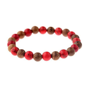 Bracelet en bois perles rouges