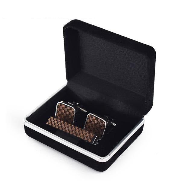 Boutons De Manchette Avec Pince à Cravate - Plaqué Or Jaune, Occasion, Pour Look élégant Homme