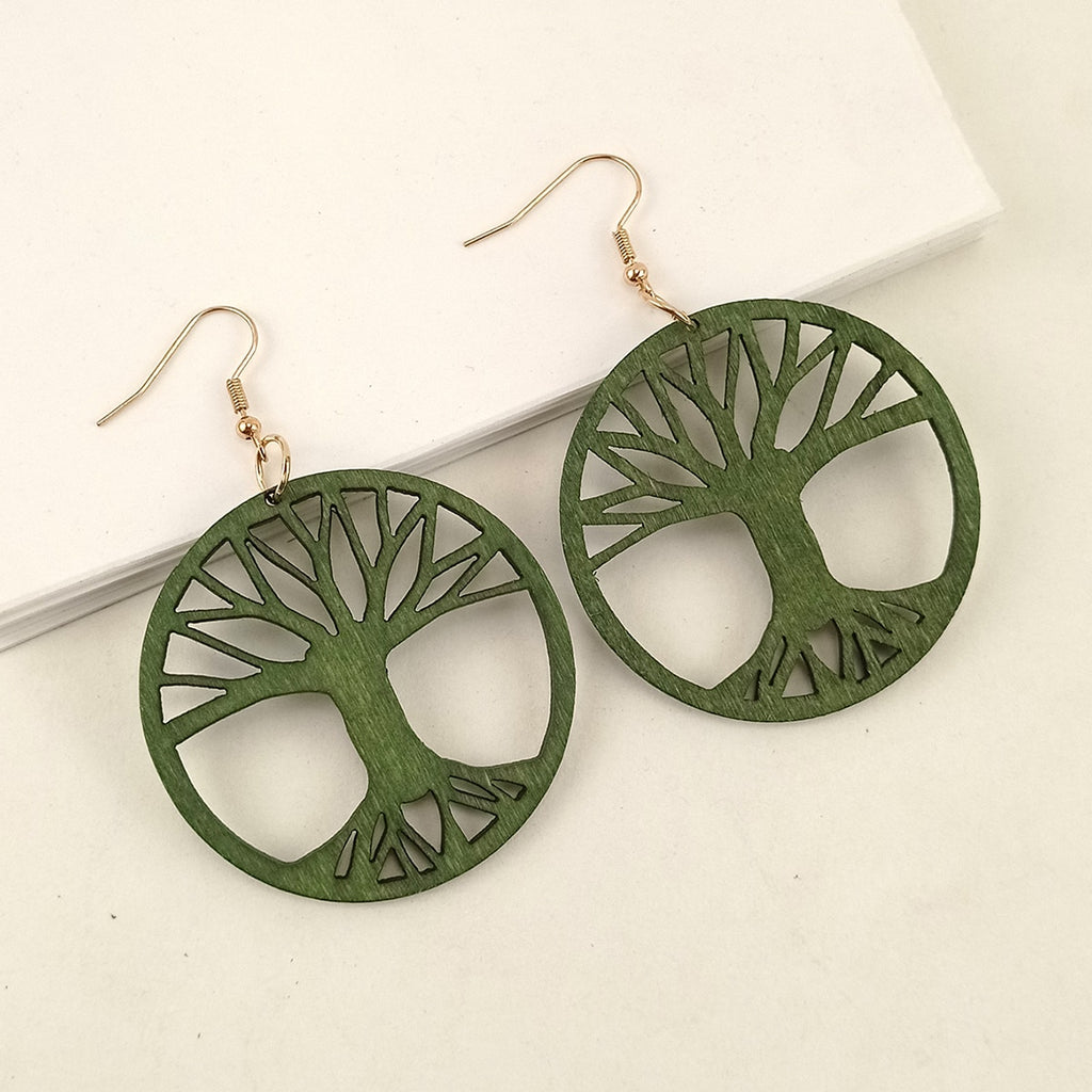 Boucles D'oreilles Arbre De Vie Bohème - Plaqué Argent - Dormeuses - Cadeau Idéal