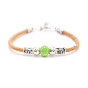 bracelet en liège artisanal vegan verde