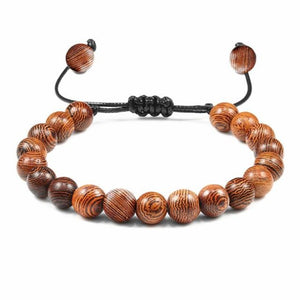 bracelet en perle de bois ajustable