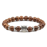 bracelet en perle en bois hibou