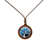 collier arbre de vie azur en bois