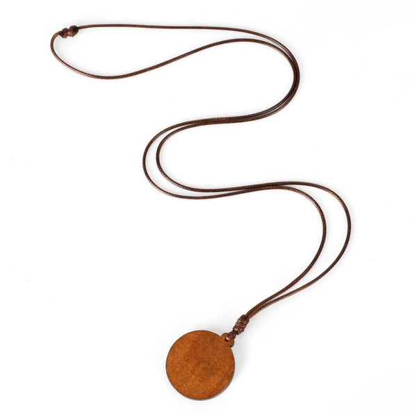 Collier En Bois Atoll Palme - Modèle Oiseaux Sur Câble Marron - Bijou Naturel Et Léger
