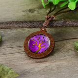 pendentif arbre de vie violet en bois