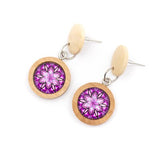 boucles d'oreilles en liège rosette violette