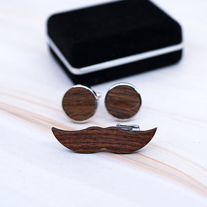 Coffret Boutons de manchette et Pince - Moustache - My Little Wood Store