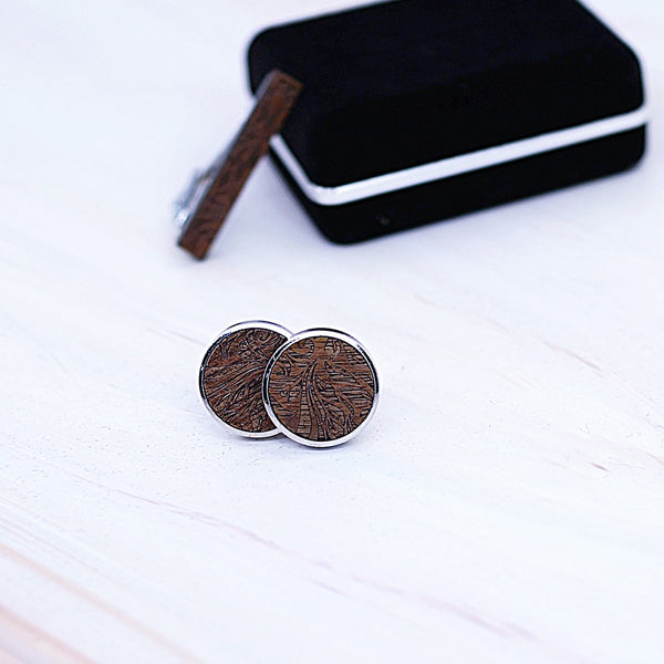 Coffret Vintage Boutons De Manchettes Et Pince à Cravate En Métal - Occasion Très Bon État